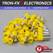 10-500Pcs E16-12 5AWG 16mm² YELLOW Insulated Ferrule Bootlace Terminals Crimp