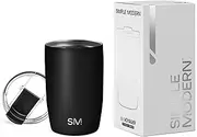 Simple Modern 12oz Voyager Travel Mug Tumbler w/Clear Flip Lid - Coffee Cup Vacuum Insulated Camping Flask with Lid 18/8 Stainless Steel Hydro - Midnight Black
