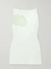 [Faithfull] Faithfull - Biarritz Tie-detailed Open-back Lace-trimmed Silk Crepe De Chine Top - Light blue - small small Blue