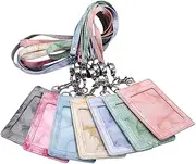 SagaSave 1Pcs ID Badge Holder Retractable Heavy Duty Lanyard Transparent ID Card Holder with Lanyard - Pink