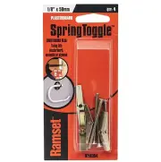 2x Ramset Spring Toggle CAVITY ANCHOR 1/8"x50mm 4Pcs Countersunk Head*Aust Brand