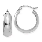 14K Solid White Gold Medium Hoop Earrings