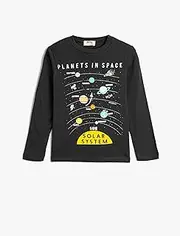 [Koton] Boys's Sweatshirt Space Themed Long Sleeve Crew Neck Cotton T-Shirt