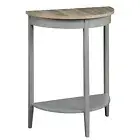 Rustic Curved Wood Half-Moon Shaped Console Table with Storage Shelf for Hallway