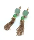Earrings By Mariana Woman Green Quartz Mineral and Peridot Swarovski Crystals