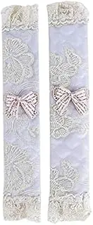 Fridge Door Handles Lace Flower Polka Dot Door/Refrigerator Handle Cover Practical Doorknob Door Handle Cover Double-Door Fridge Gloves (1pair) (Color : Silver Grey Long)