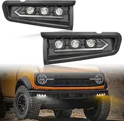 Tmipakioy LED Fog Lights Amber Sequential Turn Signal Light White Daytime Running Lights Compatible With For 2021 2022 2023 2024 Ford Bronco 2 Door 4 Door Modular Bumper Fog Light Lamp Kits