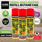 Home Master [3PCE] Gas Lighter Refill Butane, Quick and Easy to Re-Fill