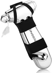SINSEN Car Window Breaker Seatbelt Cutter, Emergency Tool, Safety Hammer to Break Glass, 3-in-1 kit, Starlight Silver
