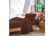 King Single Size Chocolate Color Poly Cotton Fitted Sheet Flat Sheet Pillowcase Sheet Set
