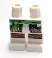Lego - Minifigure Legs - White, Armor, Green Belt Sash, Ninja