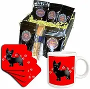 3dRose cgb_40868_1 Cute Black Scottie-Cartoon Dog-Red with Pawprints-Coffee Gift Basket, Multicolor