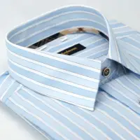 在飛比找momo購物網優惠-【金安德森】經典格紋繞領藍白條紋窄版長袖襯衫-fast