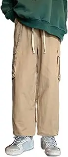 [Unotobe] Men's Cargo Pants with Chain Goth Relax Fit Sport Joggers Cotton Cargo Sweatpants Trousers Long Pants