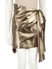 Gold Metallic Bow Detail Mini Skirt