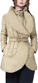 [Generic] Women's Mid Length Irregular Western Style White Duck Down Padding Windproof Coat