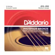 D'Addario EJ39 Phosphor Bronze 12 String Guitar Strings Medium UPC 019954121198
