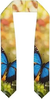 [EdWal] blue butterfly and Flowers print Graduation Stole and Sash Class for Unisex Adult Honor Stole Honor Stole of 2025