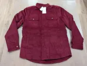 $298 Mens Robert Graham Button Front Corduroy Jacket Burgundy Medium