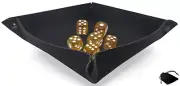(6) Transparent Yellow Glitter Dice Rounded Corners w/Pouch + Rolling Tray Felt
