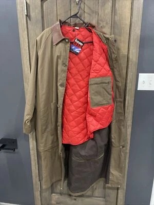 Vintage Marlboro Gear Western Duster Olive Drab Trench Coat Size XL