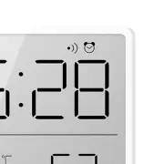 A (White 8218)Digital Alarm Clock LCD Screen Temperature Humidity Time Display