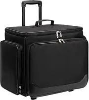 Rolling Makeup Train Case, Professional Hairstylist Traveling Bag, Extra Large Cosmetology Case on Wheels, Hairdresser Bag with Heat Resistant Lining for Hot Hair Tools Cosmetic Organizer Trolley,