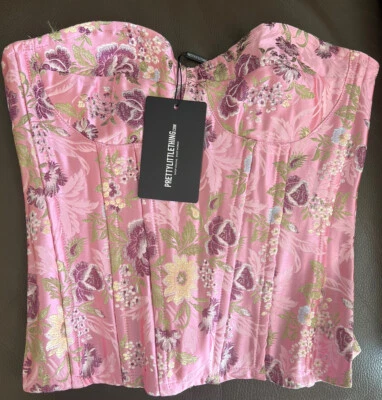 Pretty Little Things Pink Jacquard Satin Corset