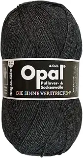 Opal Uni (425m) 4-Ply Yarn - Wool-Blend, Bright Solid Colours Yarn for Warm Socks and Sweaters, 5191 Anthrazit Melange, 1 x 100g