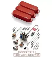 EMG SAX SET RED 3 ACTIVE SINGLE COIL PICKUPS FOR STRAT SWITCH, POTS & WIRING
