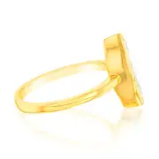 Sterling Silver Gold Plated Marquise Shaped White Zirconia Ring, M
