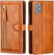 Luxury Leather Case for iPhone 14 Pro MAX Zipper Flip Wallet Card Holder Cover for iPhone 14 Pro/iPhone 14 Pro/iPhone 14 (Color : Orange, Material : iPhone 14 Plus)