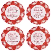 4x Splosh Christmas Skies Ceramic/Cork Back Drink Mat/Pad Round 10.5cm Red