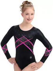 NEW! Unity Black and Pink Gymnastics Competition Leotard by Snowflake Designs