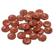 30pcs Wooden Sewing Button 13mm 2 Holes Round Craft Clothing Button Red Brown