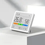 Digital Thermometer Clock Indoor Outdoor Temperature Humidity Meter Hygrometer