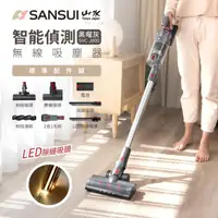 在飛比找momo購物網優惠-【SANSUI 山水】智能偵測無線吸塵器 除蹣機 灰色 標配