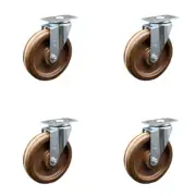 6 Inch High Temp Phenolic Wheel Swivel Top Plate Caster Set Service Caster Brand