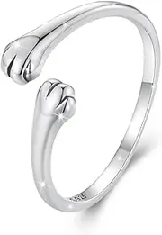 [WOSTU] Snake Ring for Women Adjustable Dog Paw Earring S925 Sterling Silver Hypoallergenic Ring Vintage Sanke Wrap Stacking Statement Rings for Women Girls