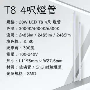 【彩渝-保固1年】台灣CNS認證 LED工事燈 T8 4呎 20W 雙燈 工事燈具 日光燈管 全電壓 (8折)