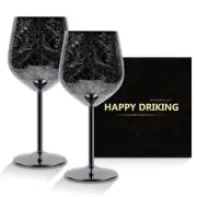 Etched Stainless Steel Wine Glasses Set of 2, Halloween Unbreakable Wine Glas...