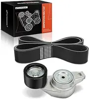 Engine Serpentine Belt Drive Kit Compatible with Volvo VNL 2007-2017 12.8L, VNM 2007-2017 12.8L & Mack CXU 2008-2014/2016-2017 12.8L