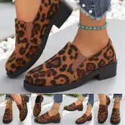 Low Flock Fashion Shoes Women's Print Short Boots Heel Retro Shoes Leopard