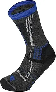 [Lorpen] T3 Unisex Nordic Ski Light Eco Crew Sock, Great for Winter Sports, Eco-Friendly & Sustainable, Cushioned, Charcoal/Blue, Size Medium