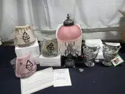 Vintage VICTORIAN Mini Desk Lamp, 3-Nite-lires And Wall Podlet Vases