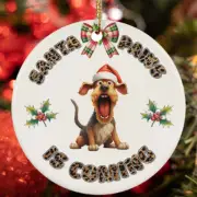 Funny Santa Paws Airedale Terrier Dog Lover Christmas Ornament Gift Tree Decor