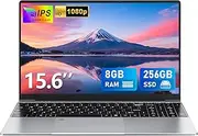 FUNYET Laptop, 15.6 Inch Notebook, N4000 Processor, 8GB RAM 256GB SSD, IPS FHD 1920 x 1080 Computer, 180° Open Close, 5000mAh, Student, TF Card Slot, Win11pro Laptop Notebook