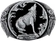 [générique] Belt Buckle Howling Wolf Black Background Country Cowboy Indian Biker