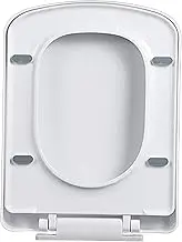 Square Toilet Seat Soft Close with Easy Quick Release Top Fix Adjustable Hinges, Easy Installation, White Soft Close Toilet Seats,04b Little Surprise