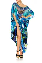 ROUND NECK KAFTAN AMAZON AZURE